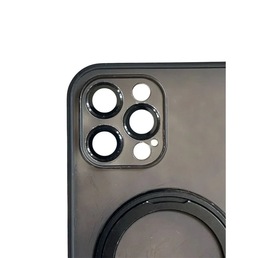 iPhone 12 Pro Max Case Black w/ Ring Stand & Lens Protection
